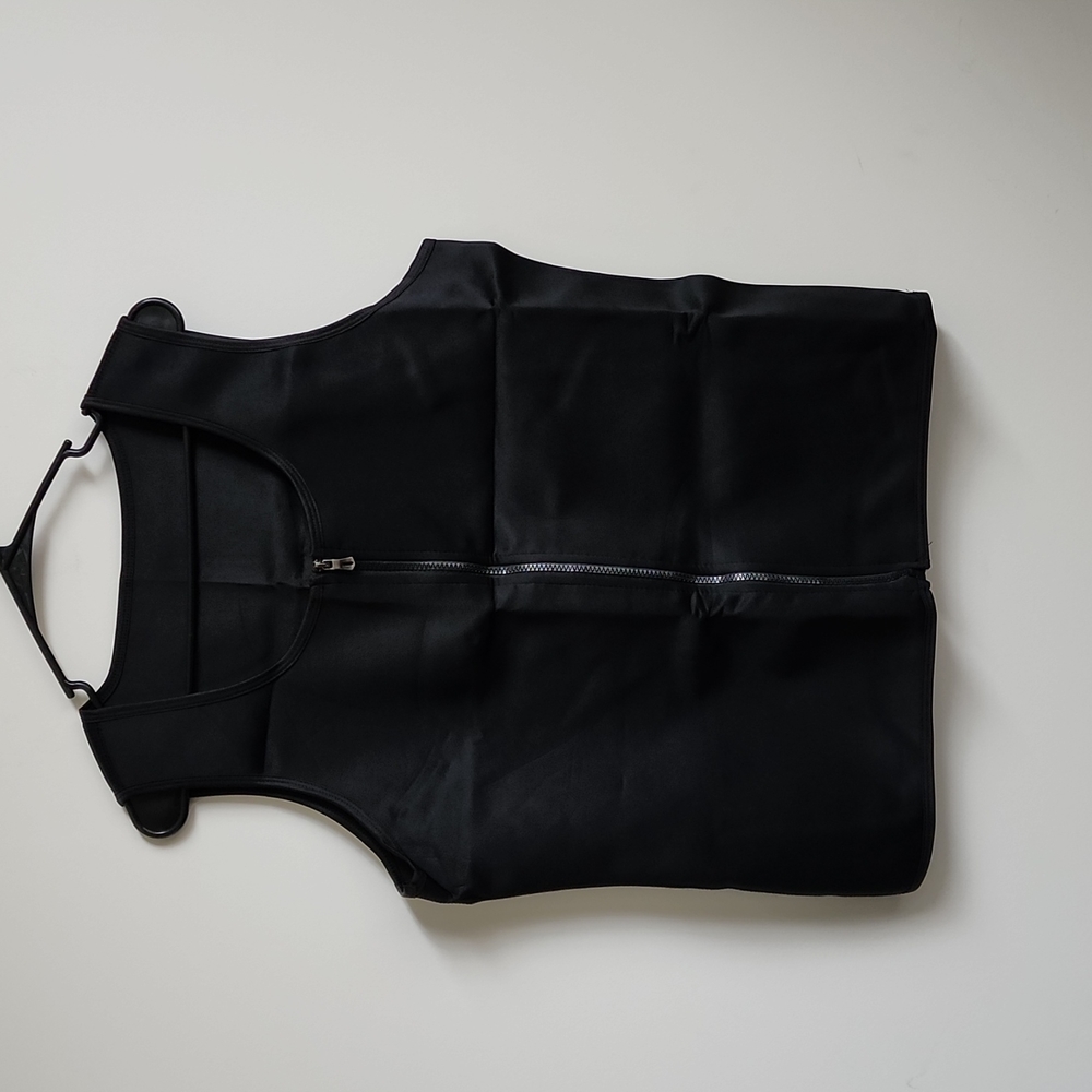 Men's Neoprene Sauna Sweat Vest Zipper Gym Body Shaper Waist Trainer black, 3XL